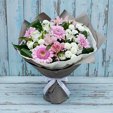 Букет цветов из:  Герберы, Альстромерии и Хризантемы в Рыболово