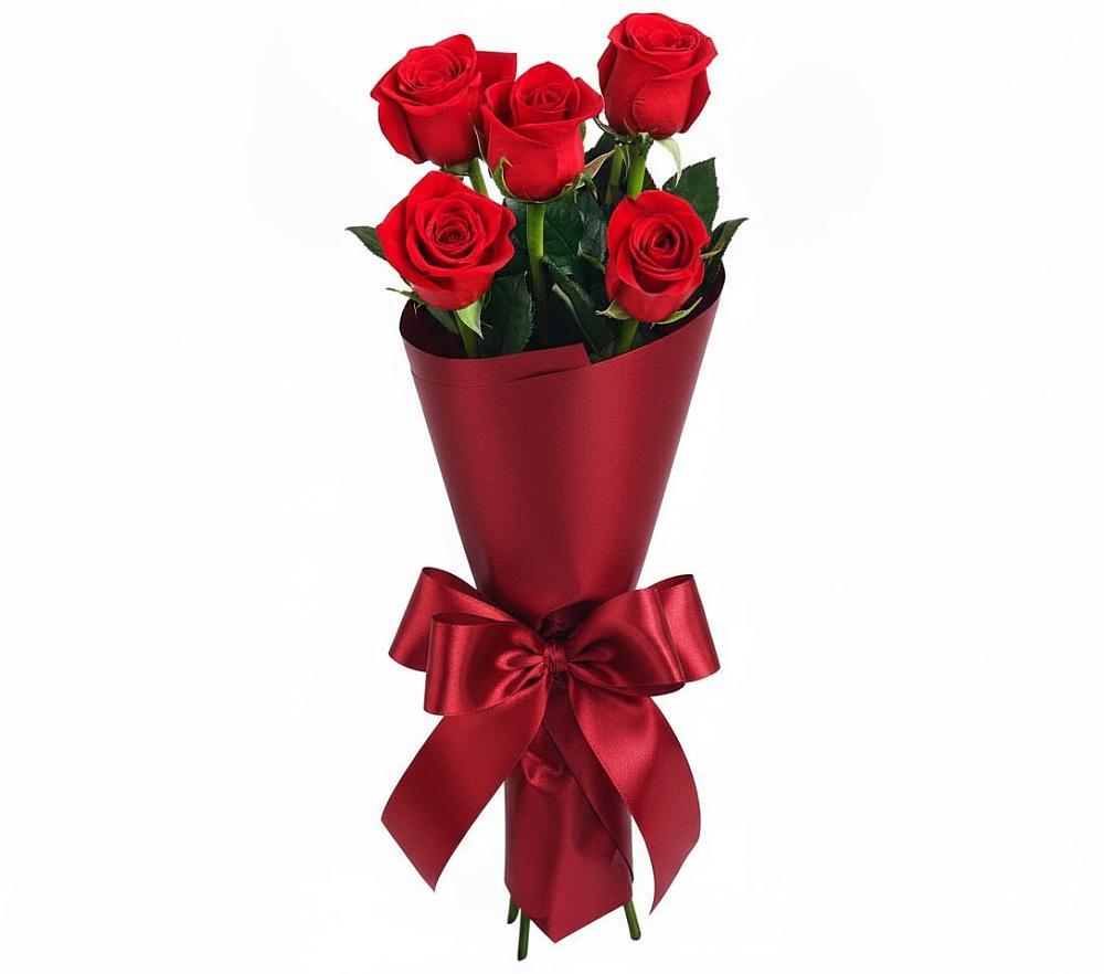 Букет 5 Красных роз Эдлесс Лав в Рыболово