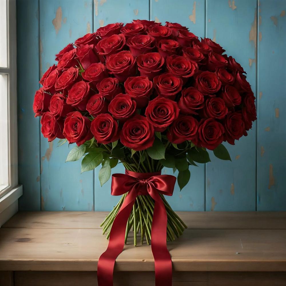 Букет Красные розы Блэк Меджик в Рыболово