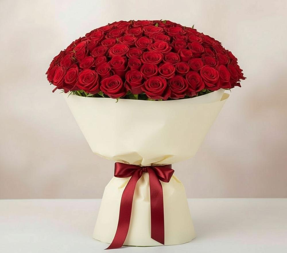 Букет 101 Красная роза Милано в Рыболово