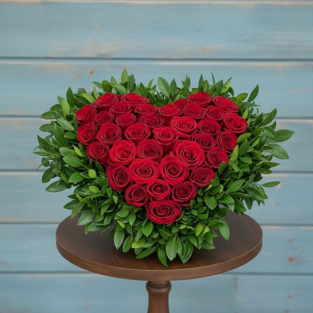 Цветочная композиция из Розы в виде сердца в Рыболово