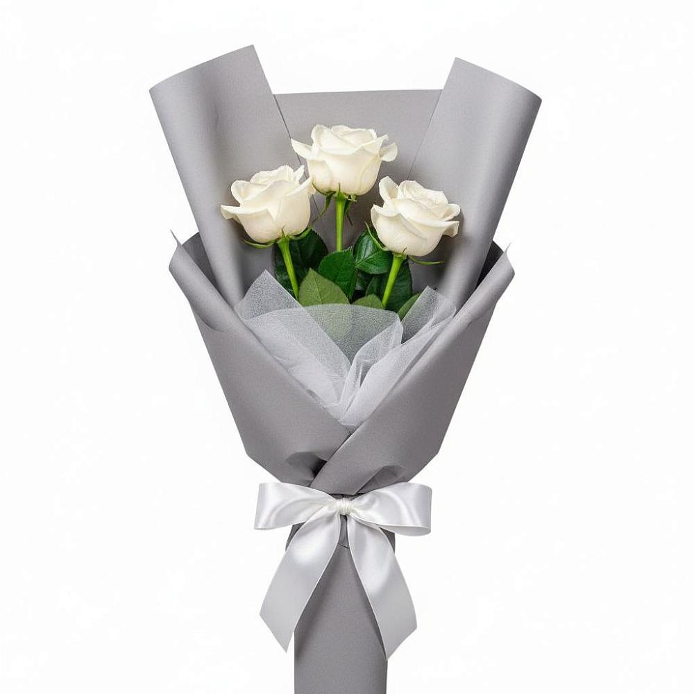 Букет 3 белые розы в Рыболово