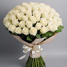 Букет 101 беля роза Белоснежка в Рыболово