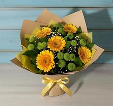 Букет цветов из:  Герберы и Хризантемы в Рыболово
