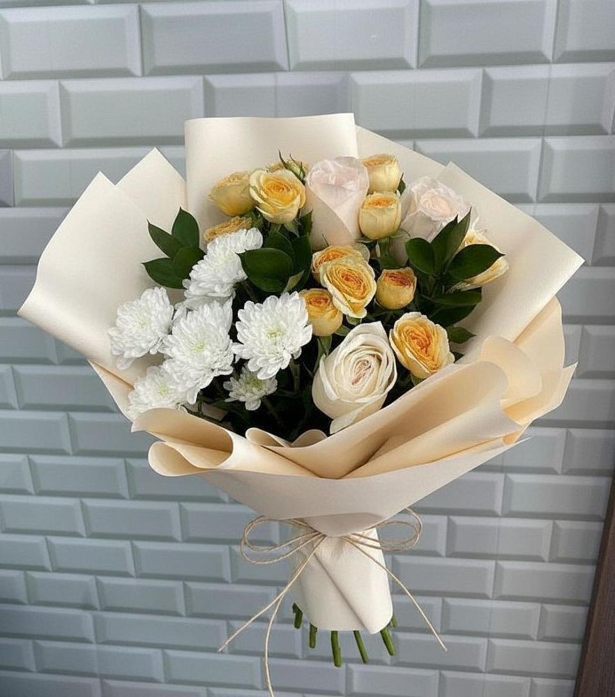 Букет цветов из: Розы и Хризантемы в Рыболово