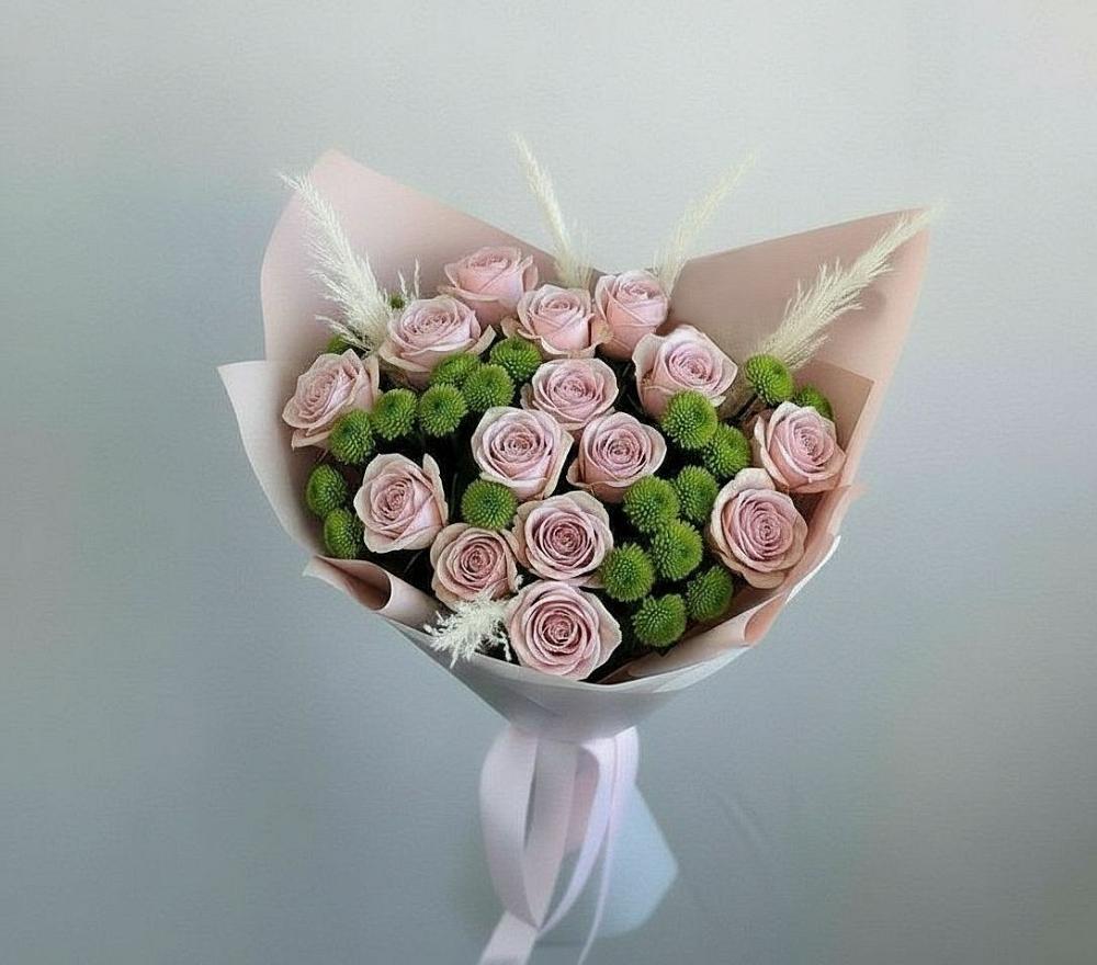 Букет цветов из: Розы и Хризантемы в Рыболово