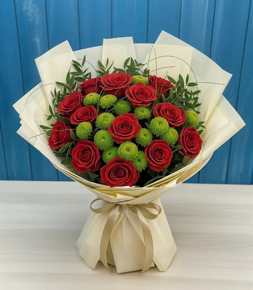 Букет цветов из: Розы и Хризантемы в Рыболово